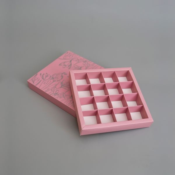 18,5х18,5х3 пенал розовый "So sweet" на 16-ть конфет 0018 фото
