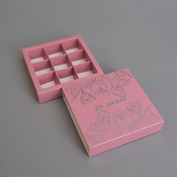14,5х14,5х3 пенал розовый "So sweet" на 9 конфет цветочный принт №1 0013 фото